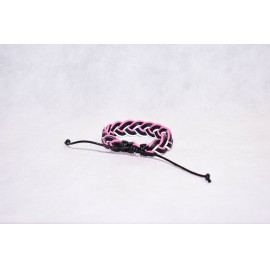 Fonott pink-fekete-fehér bőr karkötő