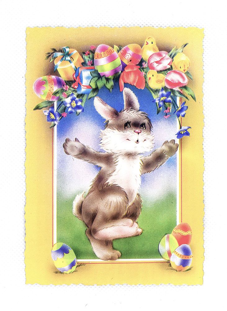 Táncoló húsvéti nyuszi képeslap