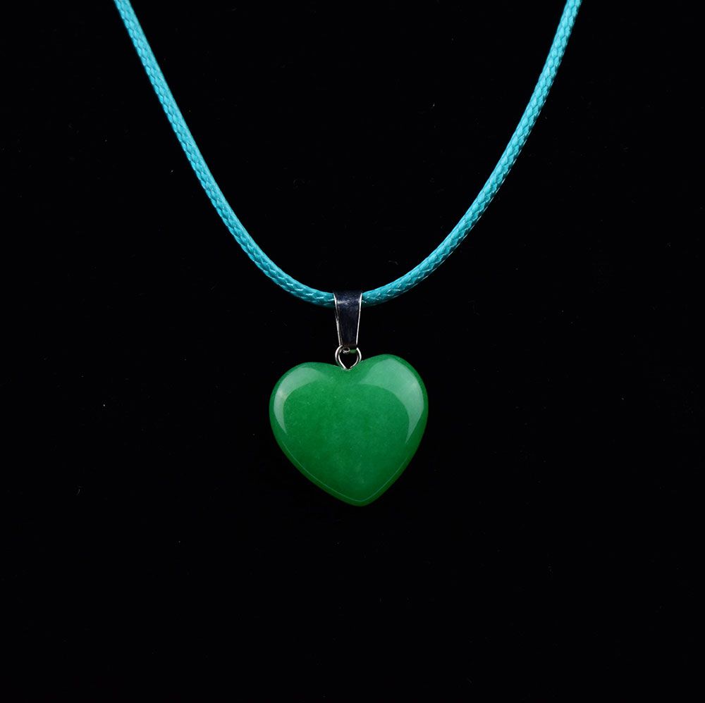 Szívmedálos nyaklánc tükiz és zöld színben